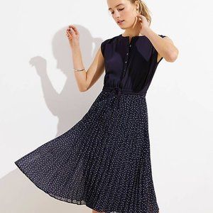 Navy Loft Midi dress, elastic tie waist